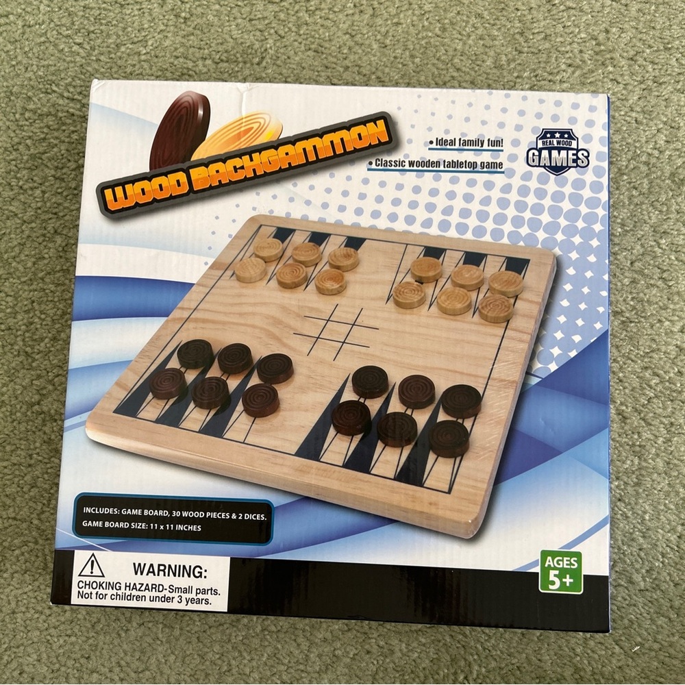 NEW Wood Backgammon Board Game